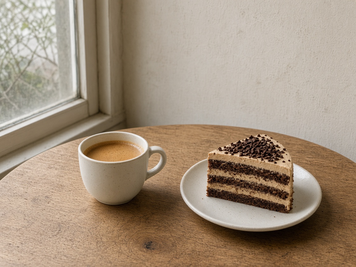 Cake, coffee